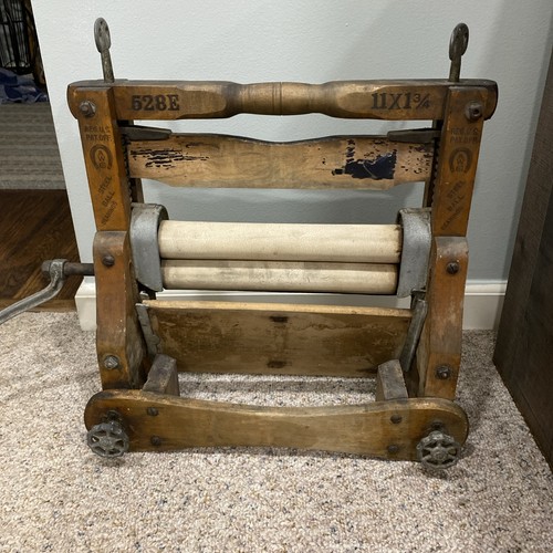 Vintage wooden clothes wringer - wooden,
